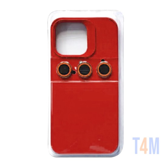 Funda de Silicona con Juego de Cristal de Cámara Separado para Apple iPhone 15 Pro Max Rojo